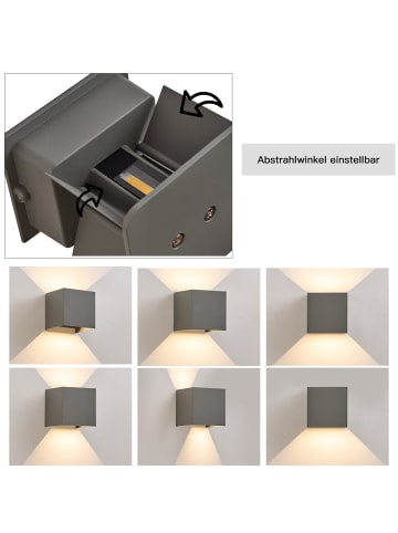 ZMH 2er-Set Wandleuchte ZMH LED 5W in grau modern 3000K warmweiß IP65 Wandlampe