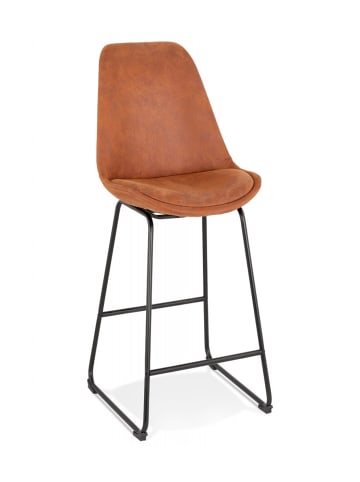 KADIMA DESIGN Hochstuhl Küchenhocker aus Metall Mikrofaser | Modern Elegant in Braun