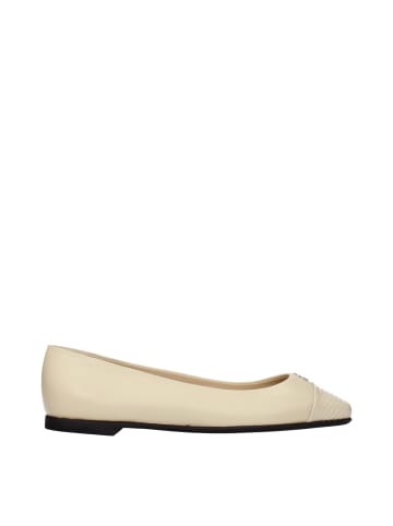Beige Leder Ballerina Flache Schuhe