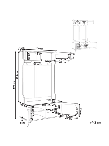 Beliani Schuhschrank BUCHANAN in Braun - (W) 100 x (H) 170 x (L) 47 cm