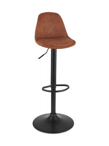 KADIMA DESIGN Verstellbarer Hocker aus Mikrofaser und Metall | Modernes Design in Braun
