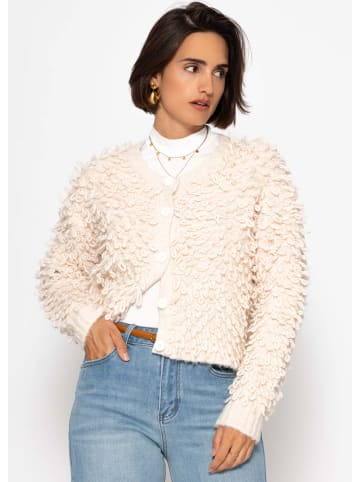SASSYCLASSY Strickjacke mit Loop-Struktur in Hellbeige
