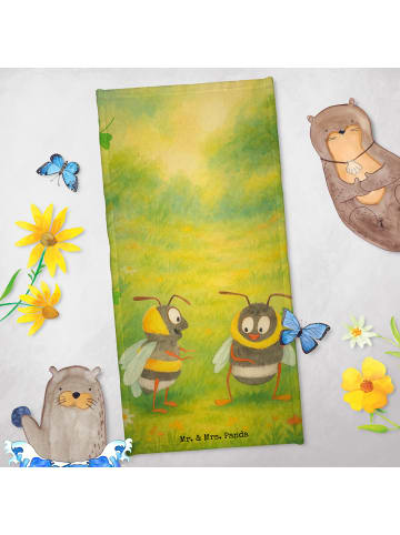 Mr. & Mrs. Panda Badehandtuch Hummeln Kleeblatt Design ohne Spruch in Gelb Pastell