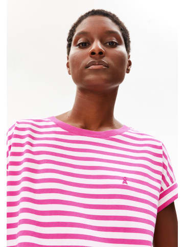 armedangels T-Shirt Idaara Stripes in pink weiß