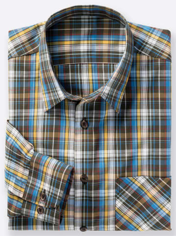 WITT WEIDEN Langarm-Hemd in blau-gelb-kariert