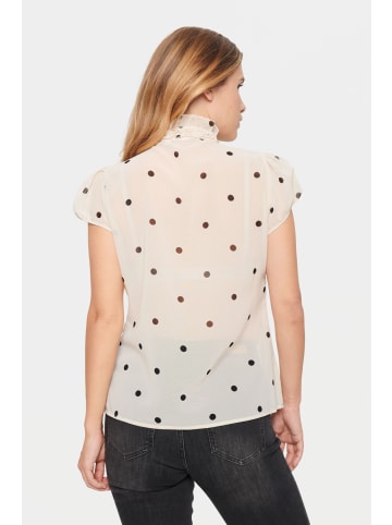 SAINT TROPEZ Top LiljaSZ Gerade Passform in Creme Circular Dot