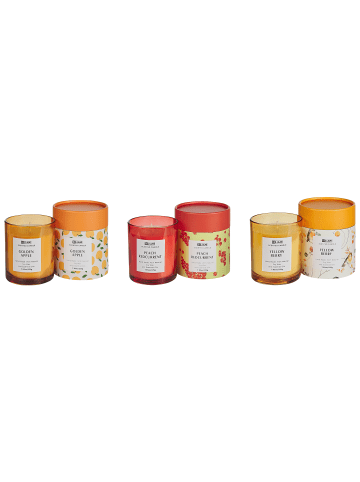 Beliani 3er-Set Kerze COLORFUL BARREL in Gelb/Orange/Rot