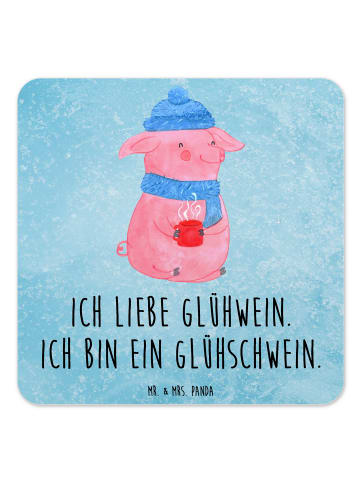 Mr. & Mrs. Panda Gläseruntersetzer Schwein Glühwein mit Spruch in Eisblau