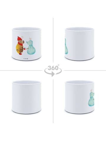 Mr. & Mrs. Panda Blumentopf Nachtfalter Schneemann ohne Spruch in Weiß