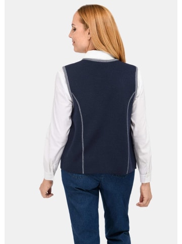 GOLDNER Kurzgröße:  Zeitlose Merino-Weste mit Knopfleiste in marine / grau