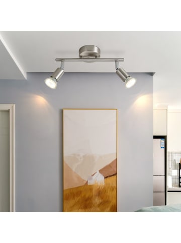 ZMH Deckenleuchte in nickel 2-flammige GU10 schwenkbar Küchenlampe L 25 cm