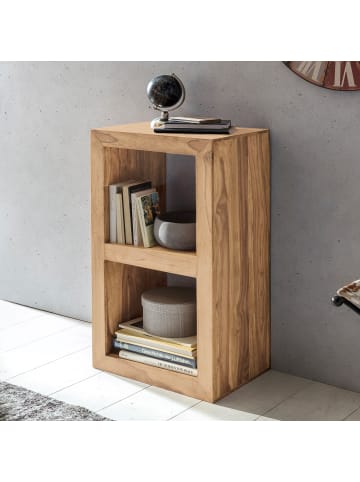 FineBuy Bücherregal in Beige / Akazie / 50x35x88