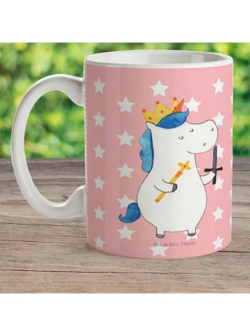Mr. & Mrs. Panda Kaffeebecher Einhorn König mit Schwert ohne Spruch in Rot Pastell