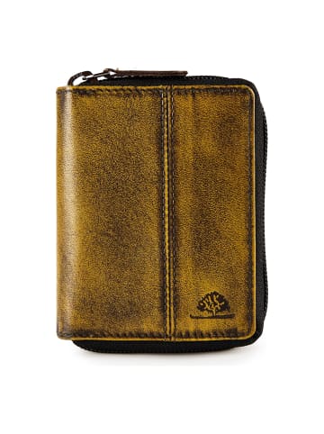Greenburry Destressed Geldbörse RFID Schutz Leder 10.5 cm dirty yellow