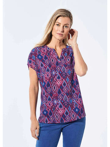 GOLDNER Bluse in sangria / blau / gemustert