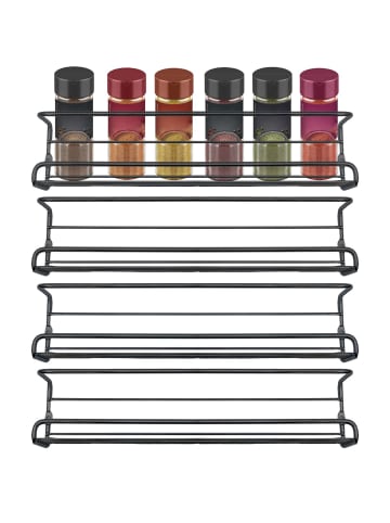Intirilife Gewürzregal Set Hängeregale Küchenregal in Schwarz