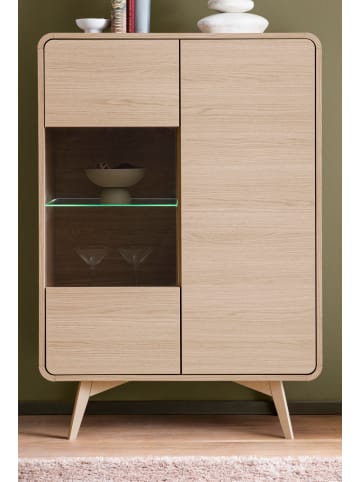 Furn.Design Vitrine Eiche natur skandinavisch 90 cm, Highboard mit Push-to-Open