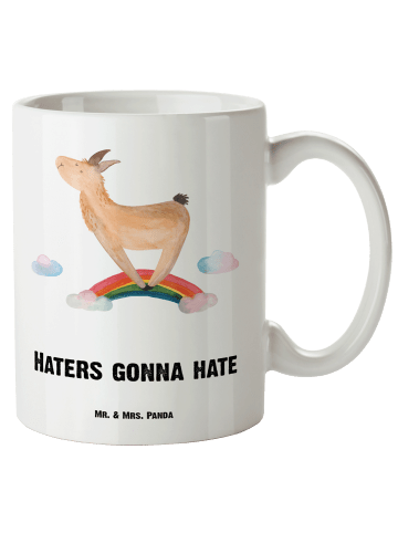 Mr. & Mrs. Panda steingut tasse Lama Regenbogen mit Spruch in Weiß