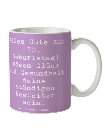 Mr. & Mrs. Panda Kaffeebecher Spruch 70. Geburtstag Glück und Ge... in Lavendeltraum