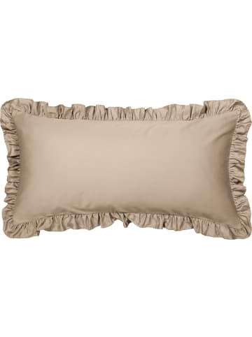 Erwin Müller Mako-Satin Kissenbezug mit Volant Landshut in taupe