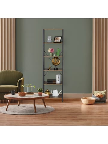 relaxdays Standregal in Schwarz/ Braun - (B)50 x (H)180 x (T)35 cm