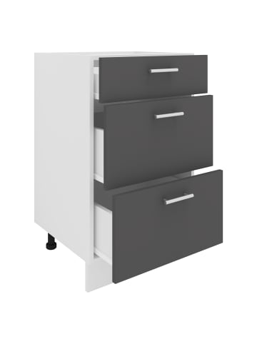 VCM  Küchenschrank B 50 cm Unterschrank Schublade Esilo in Weiß / Anthrazit