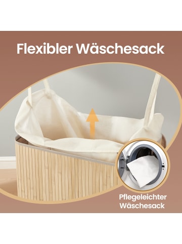 SONGMICS Wäschekorb Ronex in Beige - (B)55.5 x (H)61 x (T)34.5 cm