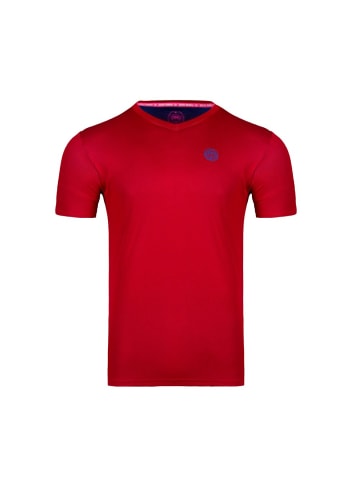 BIDI BADU Evin Tech Round-Neck Tee - dark red/ blue in dunkelrot/blau