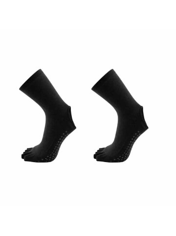 MUNADUNA 2er-Pack Yoga/Pilates Zehensocken – offene Ferse in Schwarz