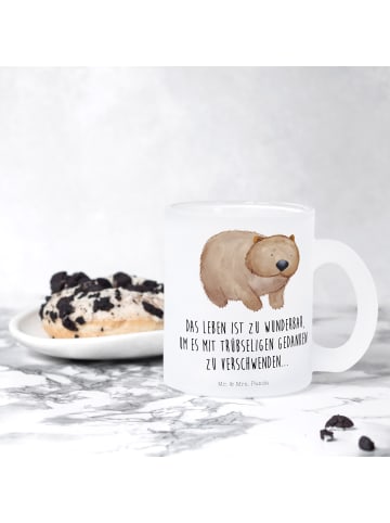 Mr. & Mrs. Panda Teetasse Glas Wombat mit Spruch in Transparent