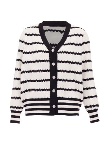 SANIKA Strickjacke in Weiss Schwarz