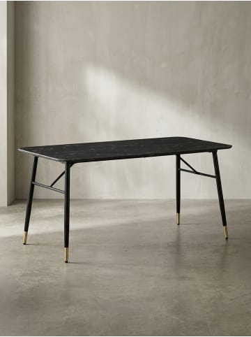 KADIMA DESIGN Esszimmertisch 140x80x76 cm Esstisch in Marmor-Optik Modern, in Schwarz