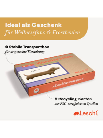 Leschi Wärmekissen 100 % Bio-Baumwolle, Körnerkissen "Hund Winston" in kaminrot