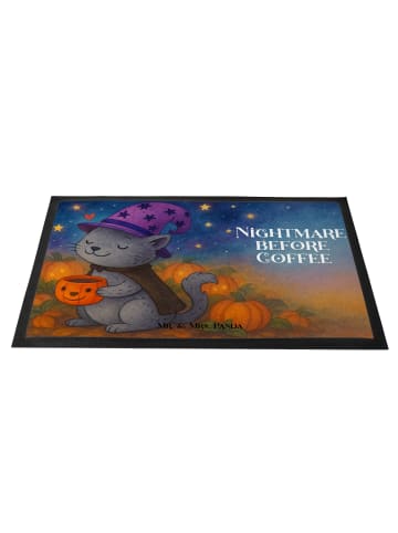 Mr. & Mrs. Panda Schmutzmatte Kater Kaffee Design mit Spruch in Weiß