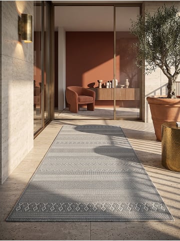 KADIMA DESIGN ESERA Teppich Flachgewebe Grau 80x150 Streifen Polypropylen Wohnzimmer in Grau