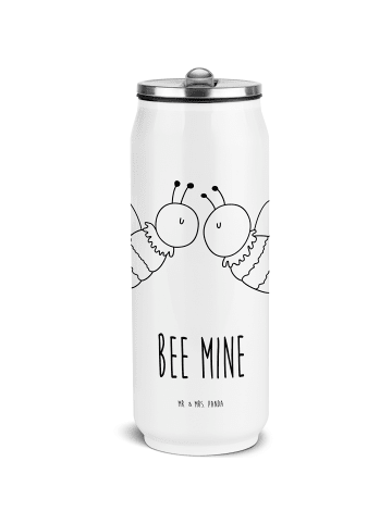 Mr. & Mrs. Panda Edelstahl Trinkflasche Biene Liebe mit Spruch in Weiß