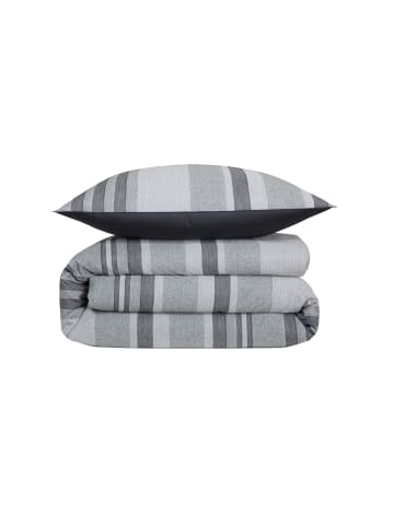 HUGO BOSS home Bettwäsche-Set CHINÉ STRIPES in DARK GRAY/BLUE SPREAD