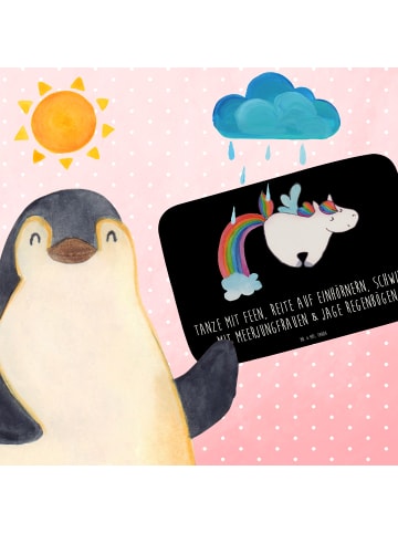 Mr. & Mrs. Panda Badteppich Einhorn Fliegendes Pferd mit Spruch in Schwarz