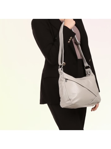 Toscanto Leder Schultertasche Toscanto Tasche hellgrau ca. 35cm