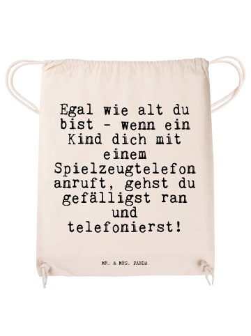Mr. & Mrs. Panda Beutel Rucksack Egal wie alt du... mit Spruch in Creme