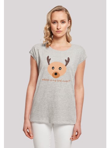 F4NT4STIC T-Shirt Red Nose Weihnachten in grau meliert