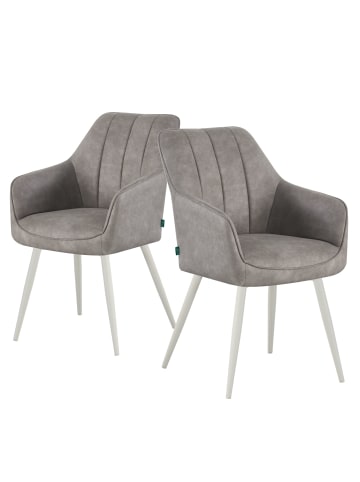 DUBI Möbel 2er-Set: Drehstuhl THOMAS-SANA in Wildleder-Grau - (B)57 x (H)85 x  (T)62 cm