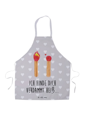 Mr. & Mrs. Panda Grillschürze Streichhölzer mit Spruch in Grau Pastell