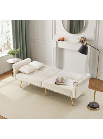 ABRIHOME 2er Schlafsofa mit Schlaffunktion in Samt - Beige
