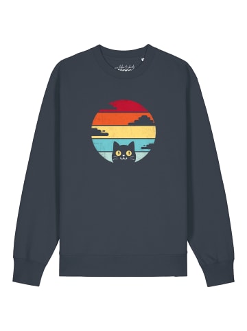 wat? Apparel Sweatshirt Retro Sunset Cat in India Ink Grey