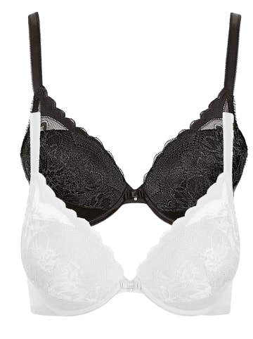 Lisca 2er Pack Push up BH in black-white