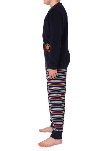 NORMANN Frottee langarm Schlafanzug Pyjama Bündchen und Basketball - 77019 in marine