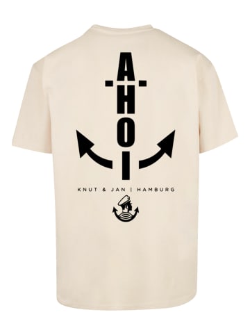 F4NT4STIC T-Shirt Oversized T-Shirt Ahoi Anker Knut & Jan Hamburg in sand