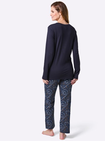 WITT WEIDEN Schlafanzug in marine-champagner-bedruckt
