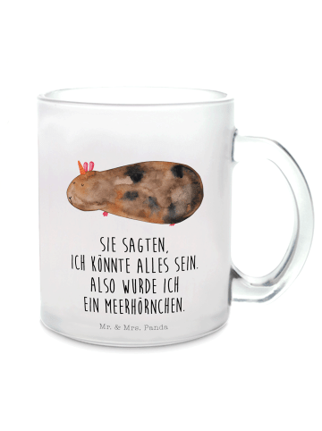 Mr. & Mrs. Panda Trinkglas Einhorn Meerschweinchen mit Spruch in Transparent